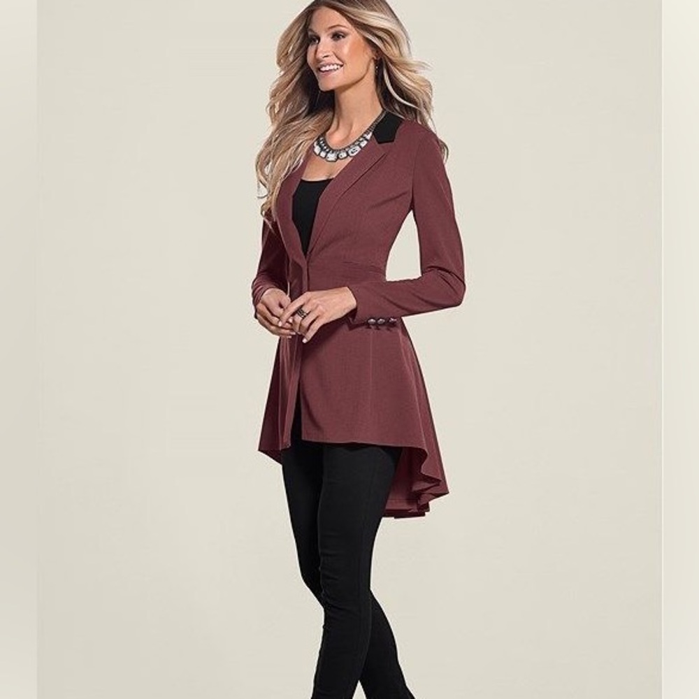 VENUS Burgundy High-Low Blazer Size 14